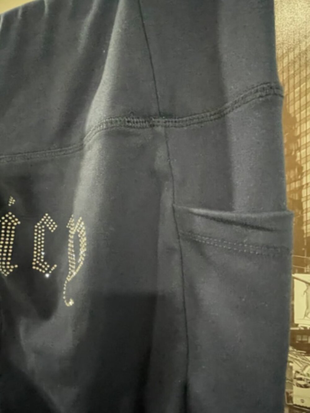 Juicy Couture Sport Navy Leggings with Rhinestone Juicy High Waist SZ Large - Picture 6 of 6